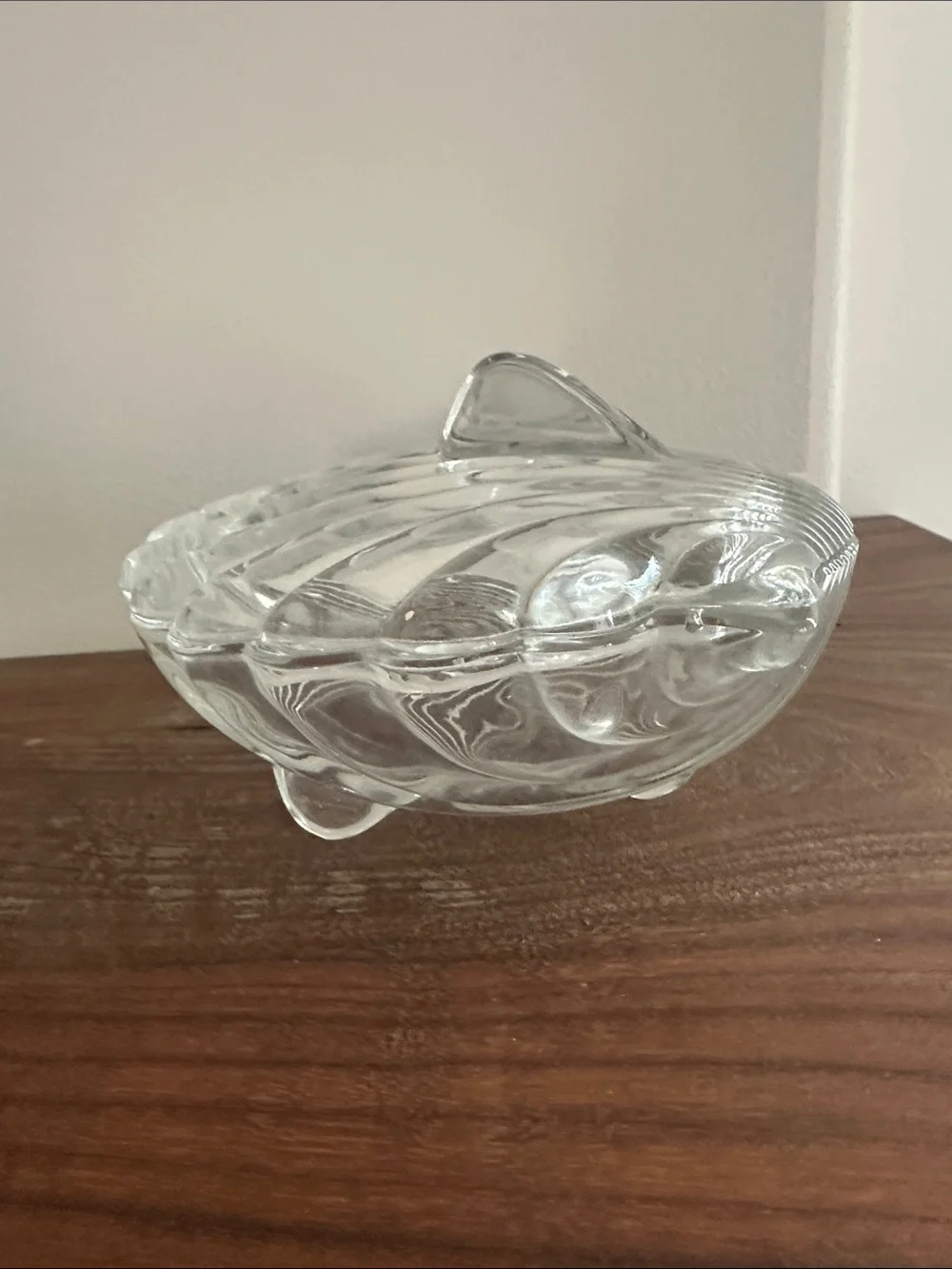 Vintage Heisey Crystolite #1503 Shell-Shaped Covered Trinket Dish
